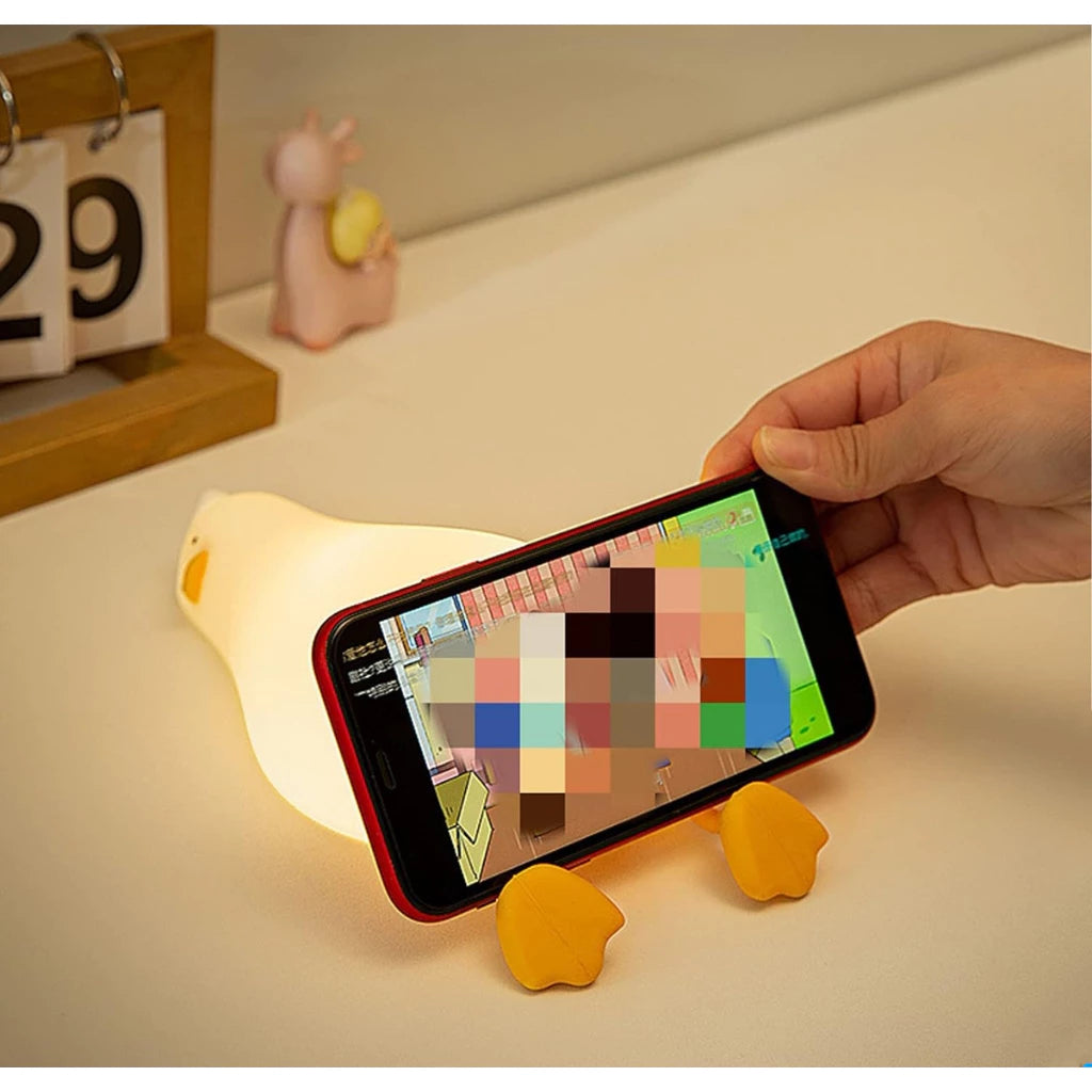 Luminária Patinho de Silicone com Apoio de Celular